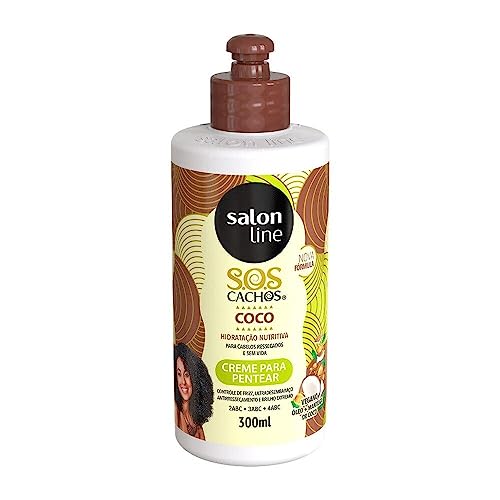 Salon Line, Creme de Pentear, S.O.S Cachos, Óleo de Coco, Vegano - Para Cabelos Ondulados, Cacheados