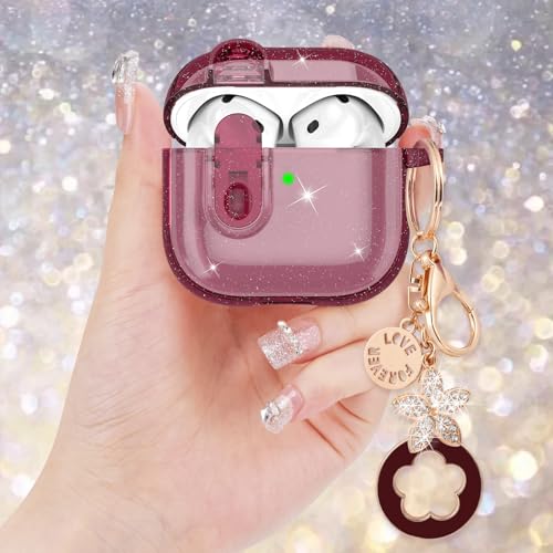 Image of (with Safety Lock) VISOOM 2025 Clear Cases for Airpods iPods 4 Case Cover Women, Bling Airpod iPod 4 Case Soft 4th Gen Air Pods iPods Cases with Keychain for Apple Headphones Airpods4 Generation