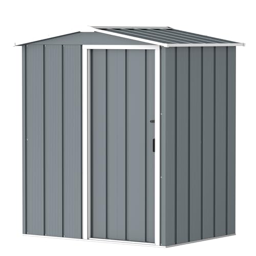 Image of Duramax ECO 5x4 Metal Garden Storage Shed (1.99 m²), Hot-Dipped Galvanized Metal Shed, All Weather Resistant, Strong Reinforced Roof Structure, Maintenance-Free Outdoor Storage Tool House, Grey Blue