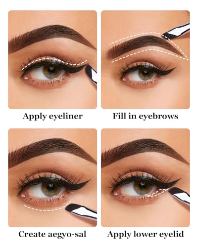 EIGSHOW Eyeliner Pinsel, Sichelförmiger Abgewinkelter Eyeliner Pinsel, Gelieren Lidstrich Make Up Pinsels für Präziser Liner Augenbrauen Lid Ultradünn mit Gebogener Borste (E865 Lila)
