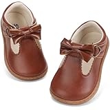 STQ Toddler Girls Dress Shoes Wide Toe Box Mary Jane Flats Ballet Wedding School Uniform Flower Ballerina Baby First Walking 6-12 12-18 Months Babies Casual with Zero Drop Brown Infant Size 4