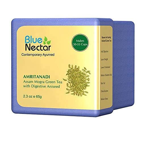 Blue Nectar Assam Mogra Green Tea Loose leaf with Aniseed in Glass Jar(33 cups, 2.29 Oz)