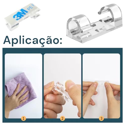 Kit 20 Pcs Passa Fio Organizador De Fios Cabos Adesivo Autocolante Dupla Face Autocolante Parede Cli