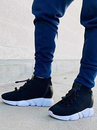 CALTO Men's Invisible Height Increasing Elevator Shoes - Black Kintted Ultra Lightweight Slip-on Sporty Trainer Sneakers - 3.2 Inches Taller - H1721 - Size 12 D(M) US | Image 5