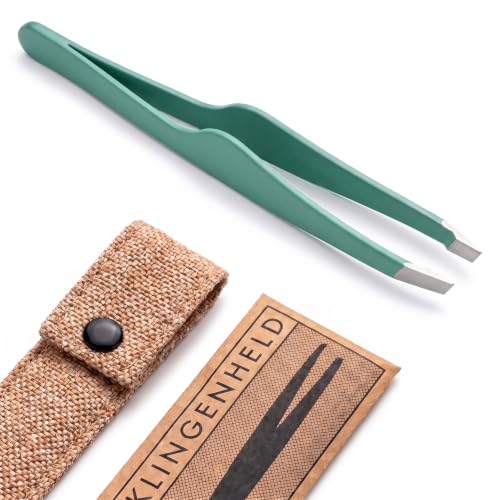 KLINGENHELD® Haargenaue Pinzette - greift jedes Haar beim 1. Versuch ohne durchrutschen - Pinzette Augenbrauen Zupfen handgeschliffen… – Ansicht 1
