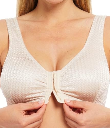 Carole Martin Full-Freedom Comfort Front Closure Bra for Women, Wireless (36, Beige)