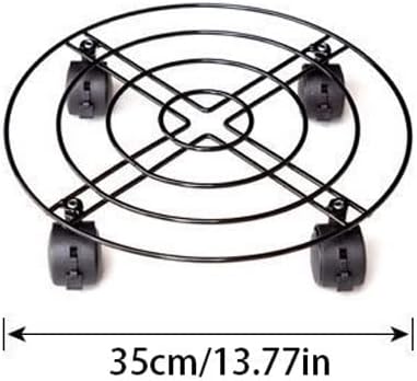 Round Plant Caddy Heavy Metal Planter Stand Plant Roller Base Plant Cart Mobile Tray for Home Living Room Plant Display (Color : Black, Size : 35cm)
