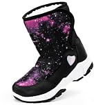 Harvest Land Kids Snow Boots Boys Girls Winter Boots For Toddler Waterproof Snow Ankle Boots Kids Anti-slip Walking boots Warm Fur Lined High-Top Snow Boots Black UK11.5