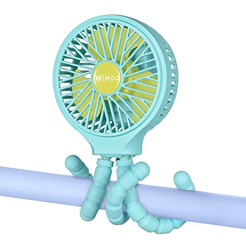 Image of WiHoo 5200mAh Stroller Fan Clip On for Baby Portable Fan Battery Operated Fan Rechargeable Car Seat Fan Mini Small USB Personal Fan for Stroller Accessories Travel Office Outdoor Household(Blue)