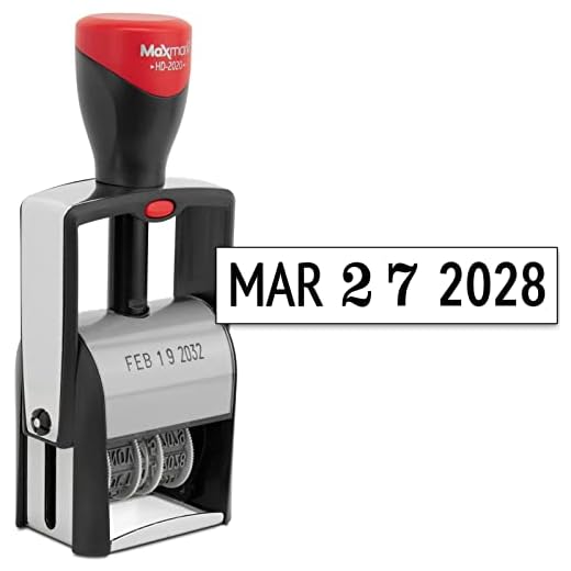 2000 Plus 2020 Heavy Duty Date Stamp, Large Date Size - Exclusive 12-Year Band - Black Ink