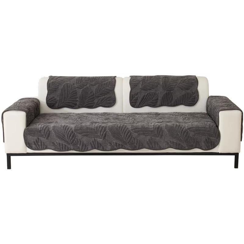 Housse de canapé d'angle matelassée gris clair 90x240 cm - 7