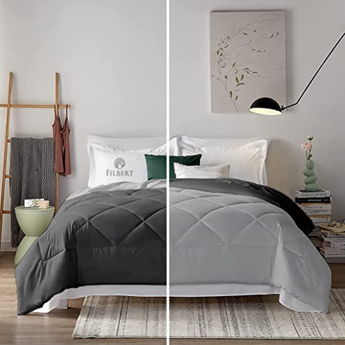 Image of Filbert Super Comfort Microfiber 500 Gsm Reversible Winter Comforter For King Size Rajai /Blanket Diamond Stitch (92 inch X 106 inch Inches /233Cm X 269Cm) - 300 Tc Comforter King Size | Silver /Dark Grey
