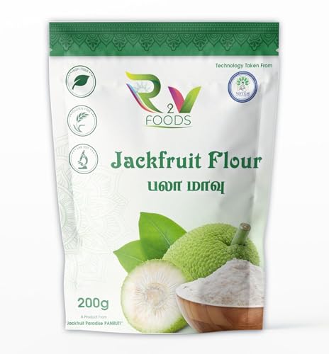 R2V FOODS- Jackfruit Flour 200g | 100% Natural Green/Raw Jackfruit Powder (Kadhal Atta) from Panruti | Gluten Free, High Fiber, Low GI Palaa Maavu | Supports Digestive Health,Helps Control Sugar, No Added Preservatives
