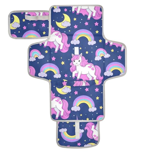 Syxiop Einhorn Marineblau Wickelunterlage mit Tasche