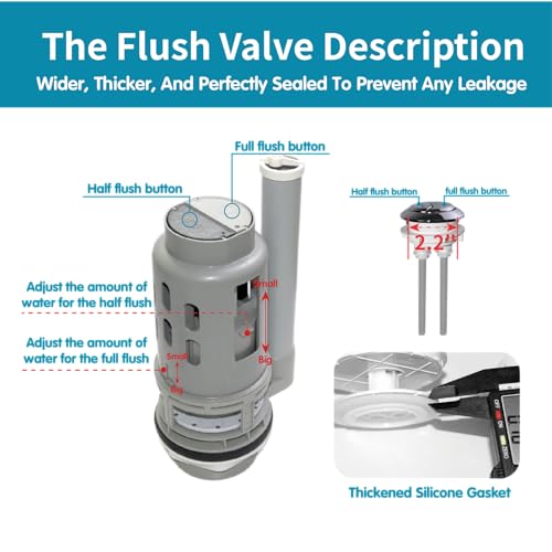 Image of 3-Inch Dual Flush Valve Replacement Kit with Metal Bolts | Fits Water Ridge, Aquasource, Glacier Bay and More, Complete 2-Piece Toilet Tank Parts,Water-Saving Dual-Flush Design