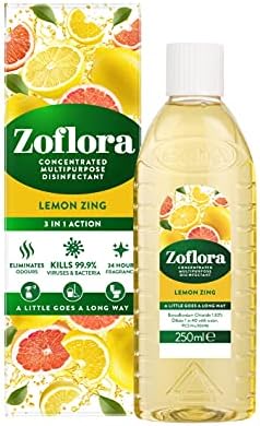Zoflora Rhubarb & Cassis 250ml, Concentrated 3-in-1 Multipurpose Disinfectant Kills 99.9% of Bacteria & Viruses