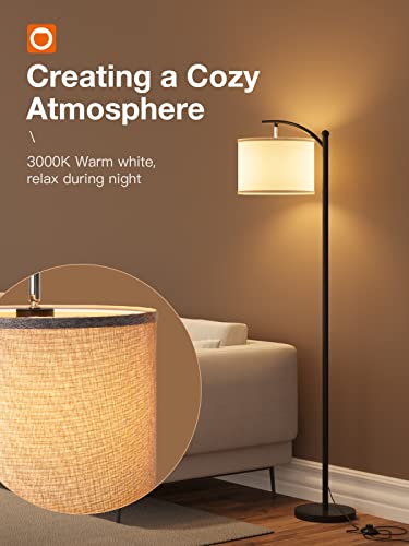 Addlon Floor Lamp With 3Cct Led Bulb, Lamp For Living Room With Grey Linen Lamp Shade, Modern Standing Lamp Floor Lamps For Bedrooms - Black #TOP2