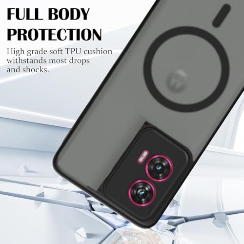 Image of Hybrid Shockproof Back Cover Case for Motorola Moto Edge 50 Fusion 5G / Motorola Moto G96 5G| Hard Back Cover Case (PC & TPU, MagSafe Compatible, Translucent Smoke Matte Back, Black Sides)