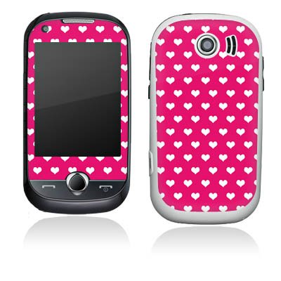 Samsung Corby B5310 Pro Autocollant Protection Film Design Sticker Skin Polka c½ur Rose Vif Blanc