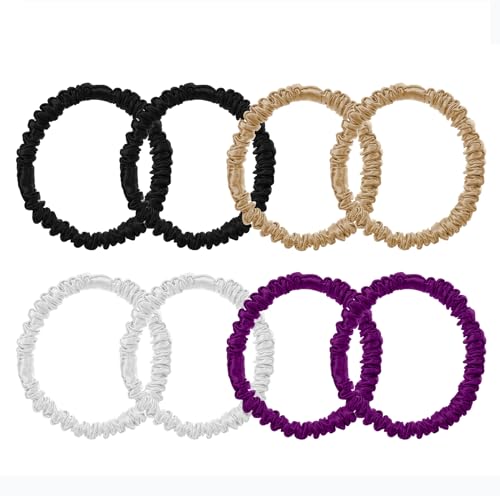 Uisgong 8 Pcs Set 100% Pure Mulberry Silk Hair Scrunchies
