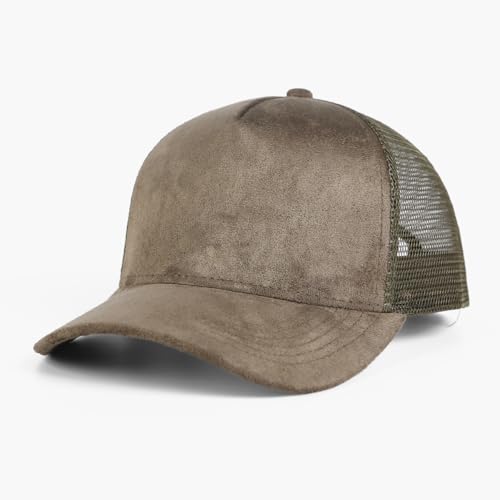 Image of Suede Mesh Back Baseball Caps for Men Women Trendy Trucker Hats Dad Hat Sports Hat Breathable Snapback Hats 2025