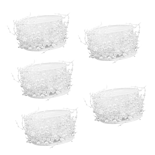 Artibetter 5 Rolls Garland Decor Decoration Wreath Pearl Filler Chain DIY Beads Beaded Floating Candle Pearls Vase Faux Mini Party Bridal Strands Candles Supplies Bouquet Wedding for