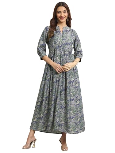 Image of Libas Printed Silk Blend A-Line Dress