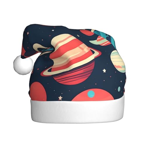 BrUgui - Gorro de Navidad unisex de terciopelo – Año Nuevo, accesorio festivo, gorro de nieve de invierno, el regalo perfecto de Navidad, planetas del espacio exterior