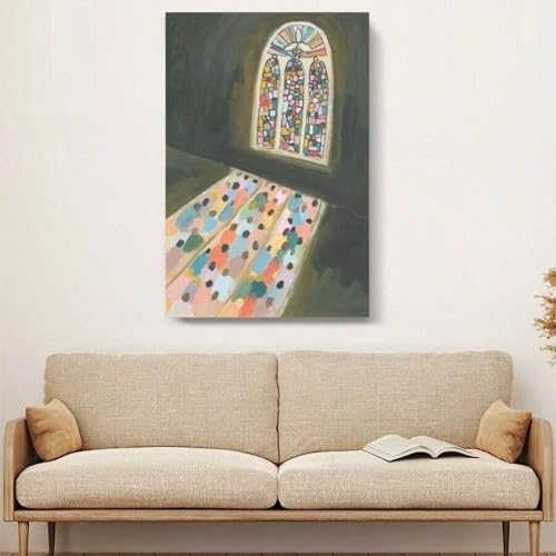 Impression sur toile style vitrail pour une atmosphère de chambre douce - 4