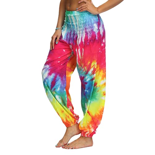 QTJY Pantalones de Yoga Casuales para Mujer, Pantalones Harem Hippie Sueltos de Cintura Alta,...