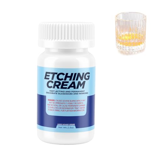 KUIRUNRX® Pasta de Grabado para Vidrio, Pasta Para Grabar Vidrio Coloreado, Glass Etching Cream para Decorar Vidrio y Diseño Creativo Artesanal, 80g