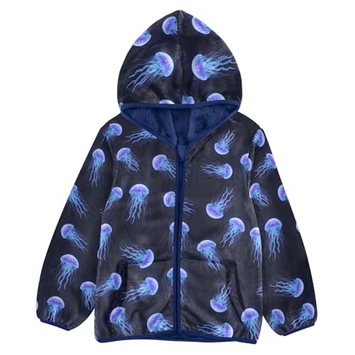 CHIFIGNO Blue Purple Jellyfish Toddler Boy Zip up Hoodie Fleece Jacket for Fall Winter 3T