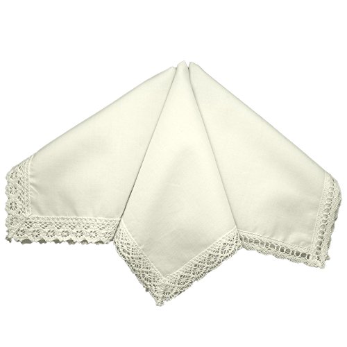 Ivory Wedding Bridal Ladies Cotton Lace Handkerchiefs Hankie Hanky- Set of 3