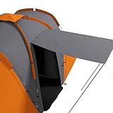 Outsunny 4-6 Man Tunnel Tent with 2 Bedroom and Living Area, Large Camping Tent, 2000mm Waterproof, Portable with Bag, for Fishing Hiking Festival, Grey and Orange - Image 8