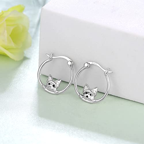 Dog Earrings Sterling Silver Yorkie/Schnauzer/Pug/Chihuahua/German Shepherd Hoop Earrings Animal Dog Jewelry for Women3