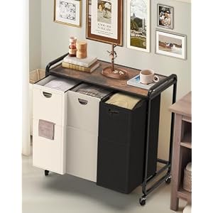 Laundry Sorter 3 Section,Laundry Basket with Wheels,3×15.8 Gal (60L) Laundry Hamper Organizer with Large Wooden Desktop Sorter,Pull-Out and Removable 900D Oxford Fabric Laundry Bags for Laundry Room