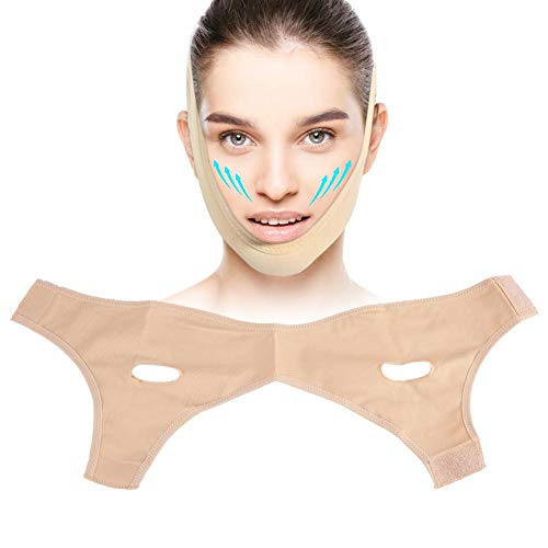 Anti-Wrinkle Face Slimming Mask, Lifting V Face Line Slimming Belt Anti-Aging & Face Andningsbar Kompression Haka Ansiktsbandage (L)