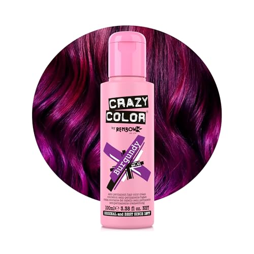 Crazy Color Vibrant Burgundy Semi-Permanent Hair Dye. Highly Pigmented Purple Wine Conditioning & Oil Nourishing Vegan Formula | No Bleach or Ammonia | 100ml