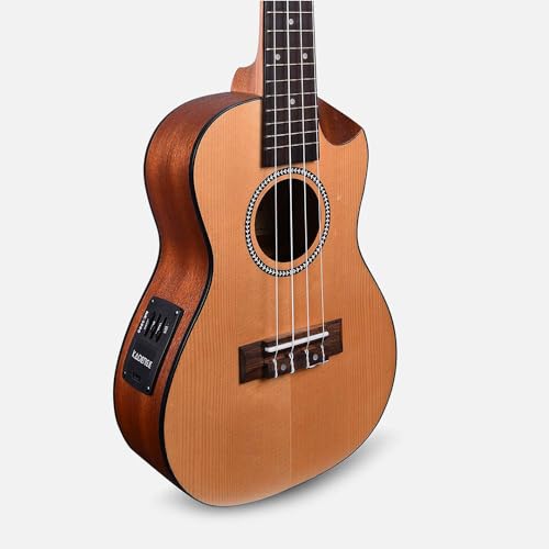 Image of Kadence UKCESH01C Concert 23 inch Electro Acoustic Ukulele | Spruce Wood | Built-in 2-Band EQ Preamp | Comes with Bag | Includes Learning Course | Natural