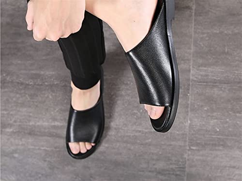 Men's Slide Sandals Open Toe Leather Single Layer Wide Strap Non Slip Summer Slipper Shoes3