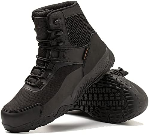 AZXPROT Men's Military Tactical Boots, 6" Waterproof Lightweight Combat Boots Non-slip Hiking Boots Breathable Outdoor Desert Boots Black 11.5