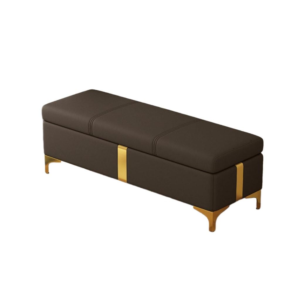 Siège banquette coffre marron foncé au design épuré