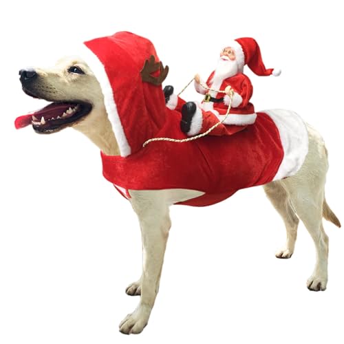 BT Bear Santa Christmas Dog Costumes,Santa Claus Riding Pet Cosplay Costumes Party Dressing up Dog Outfit for Cats Puppy Small Dogs Medium Dogs(M,Red)