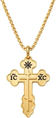 Rnivida Orthodox Cross Necklace for Men Women,14k Gold Plated Religious Prayer Jewelry Gift