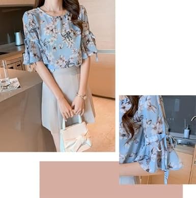 Amazon | シフォンシャツ レディース ブラウス トップス 花柄
