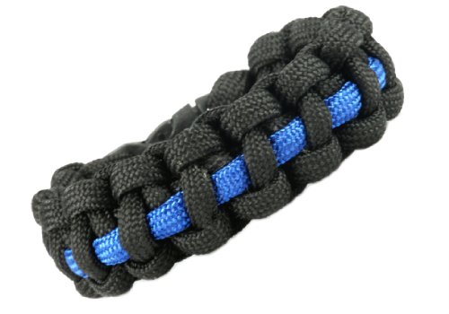 PURPLE WHALE Paracord Bracelet Outdoor Adventures, Emergency, Survival Bracelet, Camping Law Enforcement Accessory, Military Firefighter Gifts for Men, Black & Blue, 7-7.5 Inches