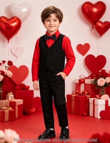 Image of A&J DESIGN 4pcs Baby & Toddler Suit, 12 Months - 5T, Shirt & Pants & Vest & Bow Tie