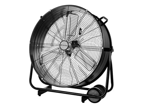PUR LINE | Ventilador Industrial de Suelo con Ruedas, Aspas de Aluminio de 60 cm y Motor de Cobre – 3 Velocidades, Oscilación Vertical Manual y Alta Potencia 250W