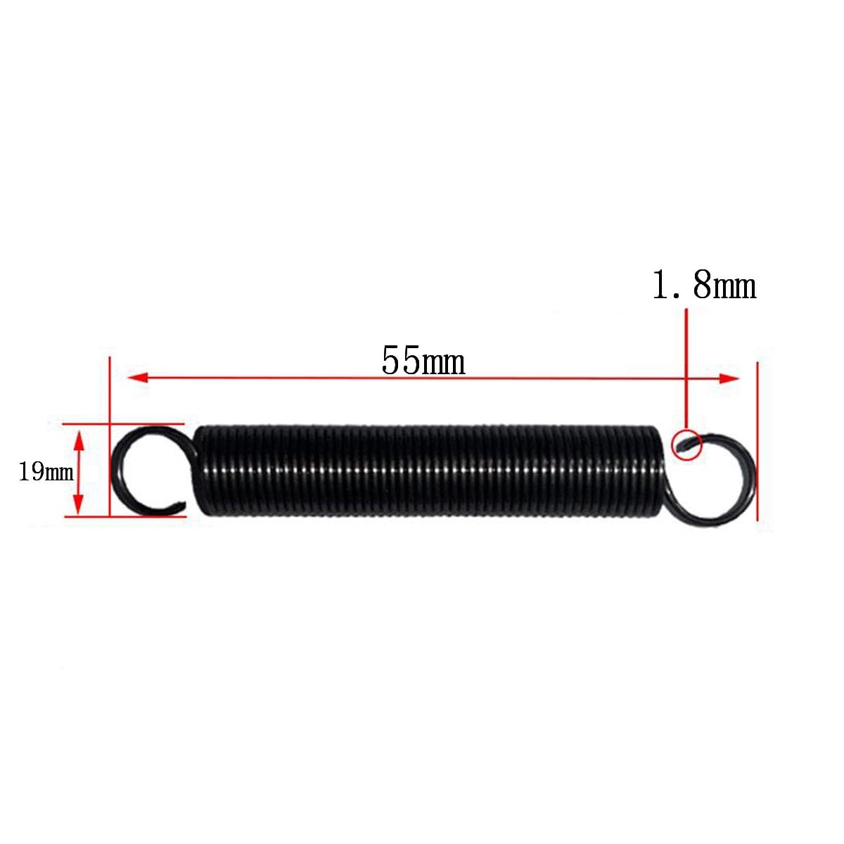 スプリングテンションスプリング、フックスプリング付き5個、ワイヤー直径1.8mm、外径19mm、長さ45~200mm、強度テンション