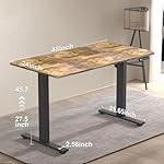 48 * 24 Inches Electric Standing Desk, Adjustable Height Sit Stand Up Desk with 3 Memory Presets, Motorized Home Office Computer Gaming Workstation Desk, Rustic Brown - Image 3